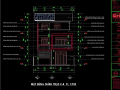 [Dwg] Bản vẽ Nhà ở gia đình 3 tầng 10x18m full kiến trúc, kết cấu